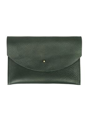 Classic Leather Envelope Clutch Kelp Green